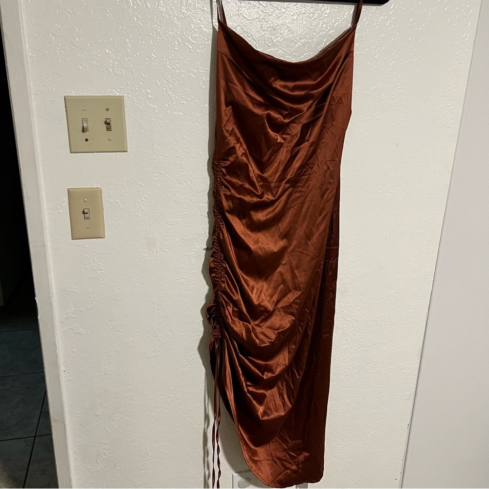 Rust Colored Asymmetrical Sheath Dress